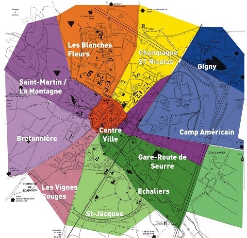 plan des quartiers